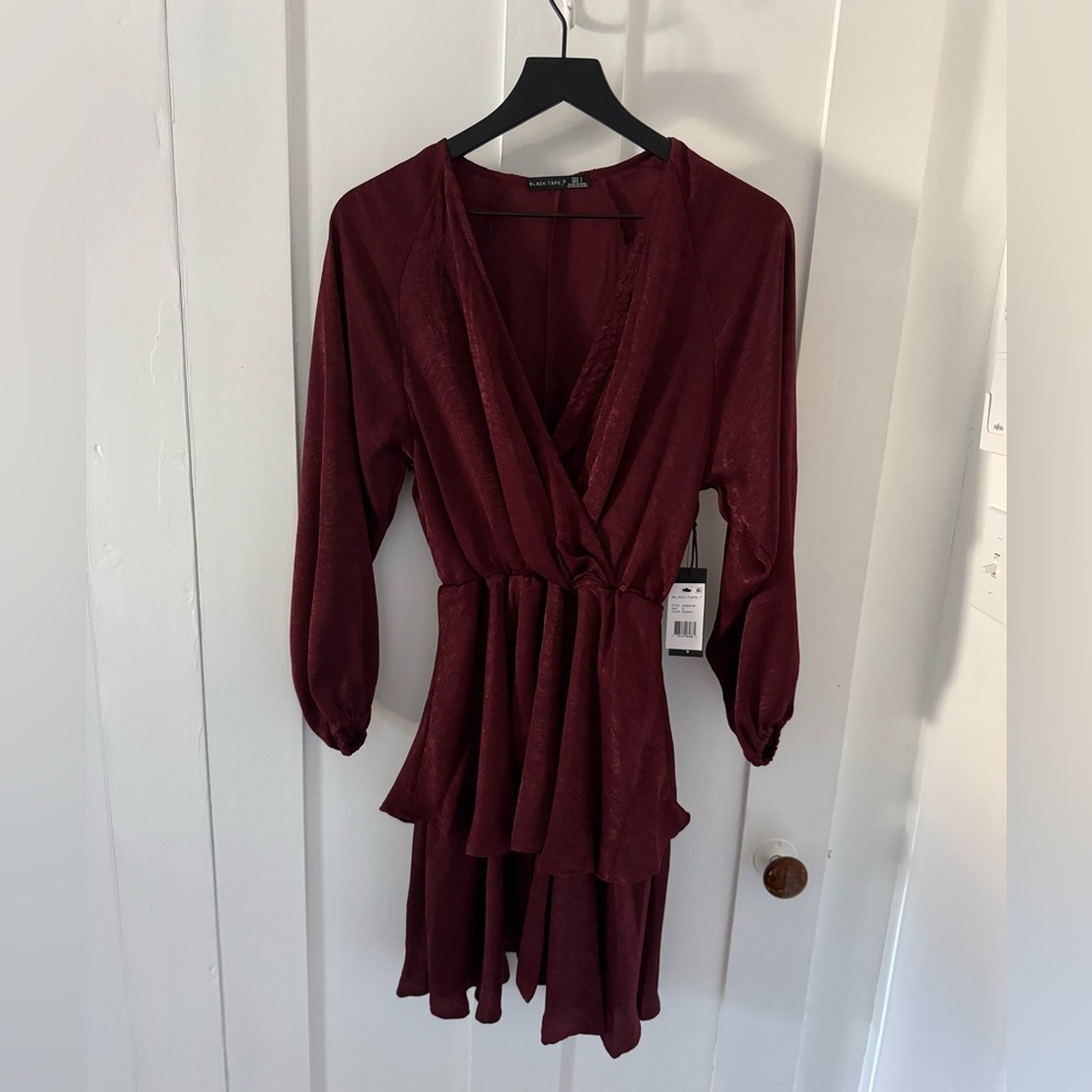 Black Tape Women's Chiffon Layered Faux-Wrap Dress Women Women's Clothing